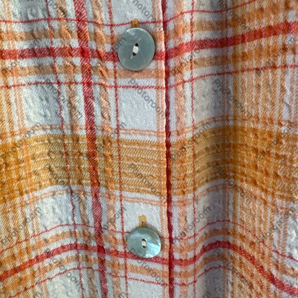 Susan Graver Multicolor Plaid Medium 3/4 Sleeve Button Shirt with Pockets - Picture 5 of 6